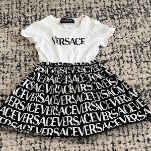 Versace Black & White Logo Skater Dress for Kids